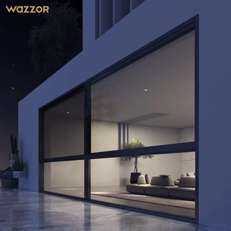 Wazzor Thermal Break Soundproof And Waterproof Single-Direction Pull Sliding Window Tempered Safety Glass Sliding Windows