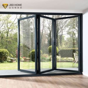 Heavy Duty Modern Aluminum Alloy Folding Door Windproof Waterproof Exterior Large Opening Design